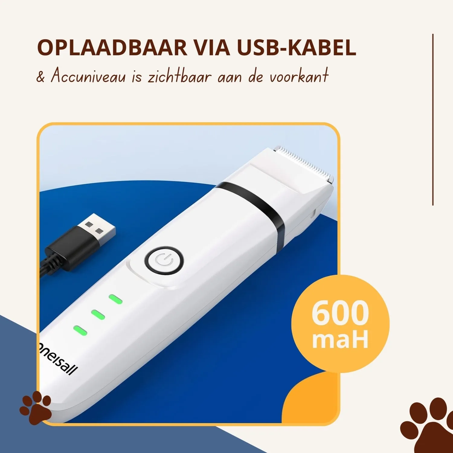 Oneisall 4-in-1 stille dierentondeuse wit
