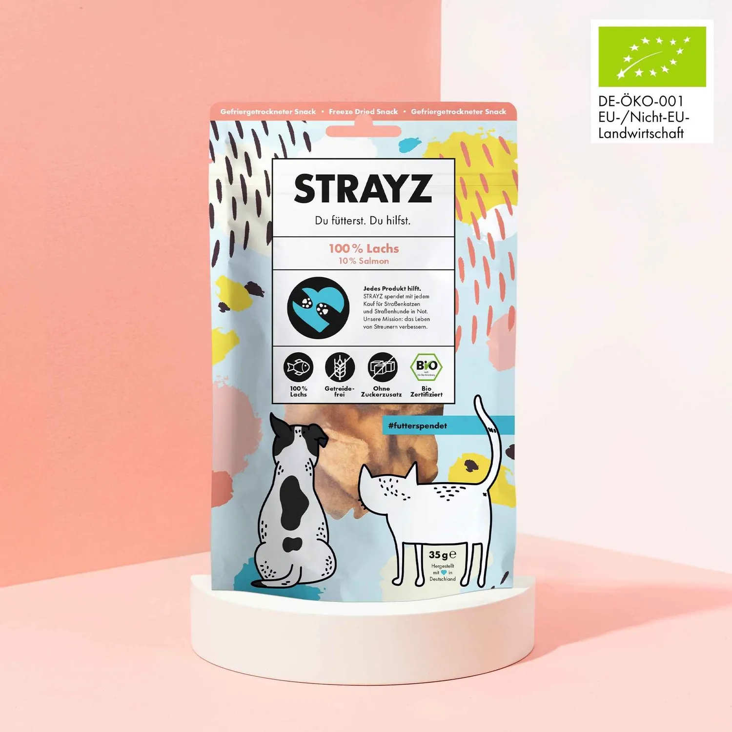 STRAYZ 100% Bio-Zalm snack hond en kat gevriesdroogd