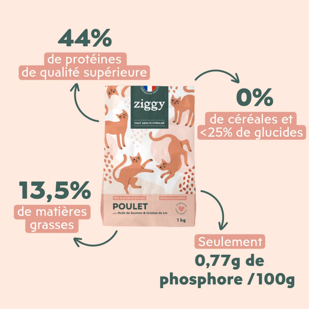Ziggy Sterilised Adult brokken kip 2,5 kg graanvrij