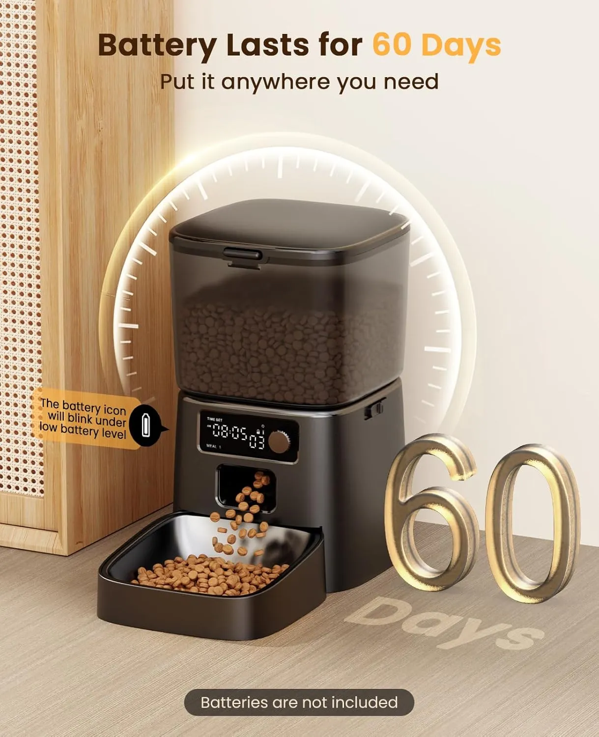 Oneisall Basic voederautomaat kat 3,5L 12 cups vers