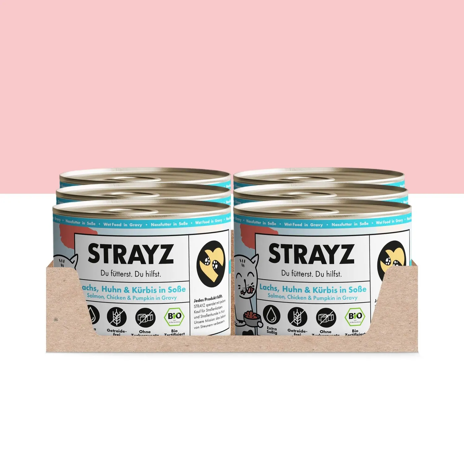 STRAYZ Lachs Huhn Kürbis in Soße natvoer kat 200g bio