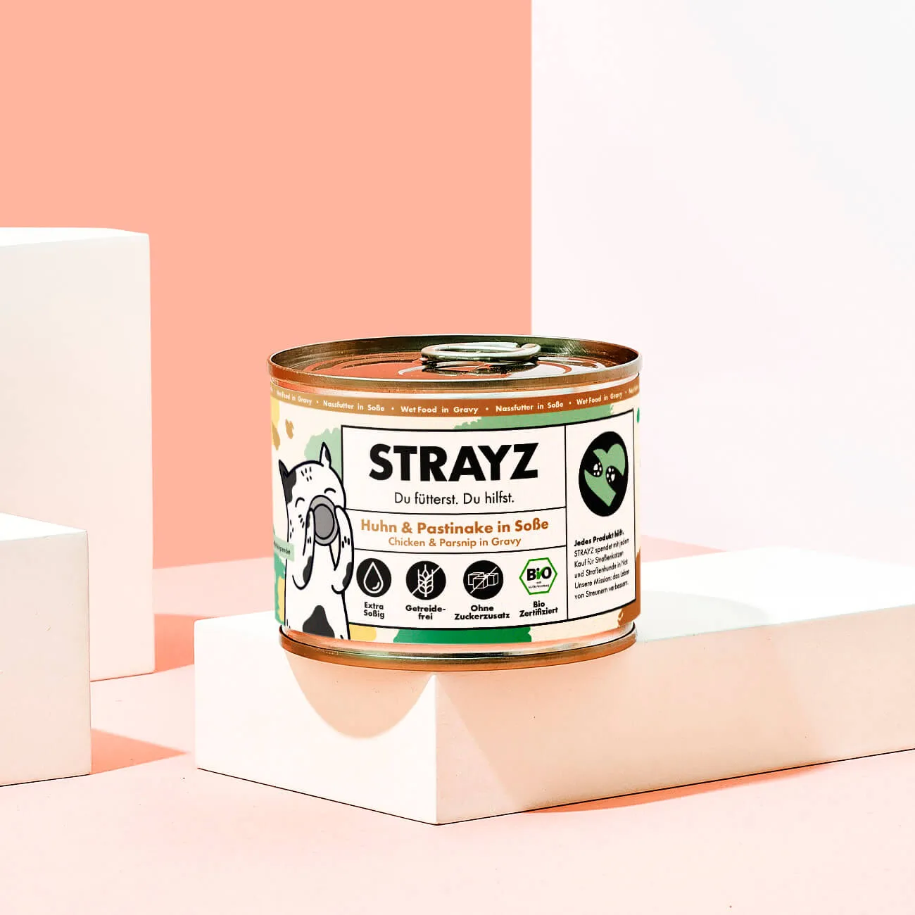 STRAYZ kip pastinaak in saus natvoer kat 200g bio
