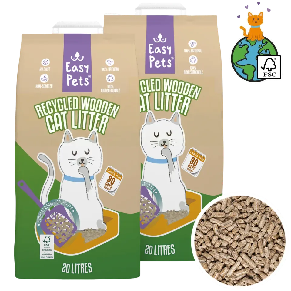 Easypets Recycled Houtkorrels kattenbakvulling 40L hout