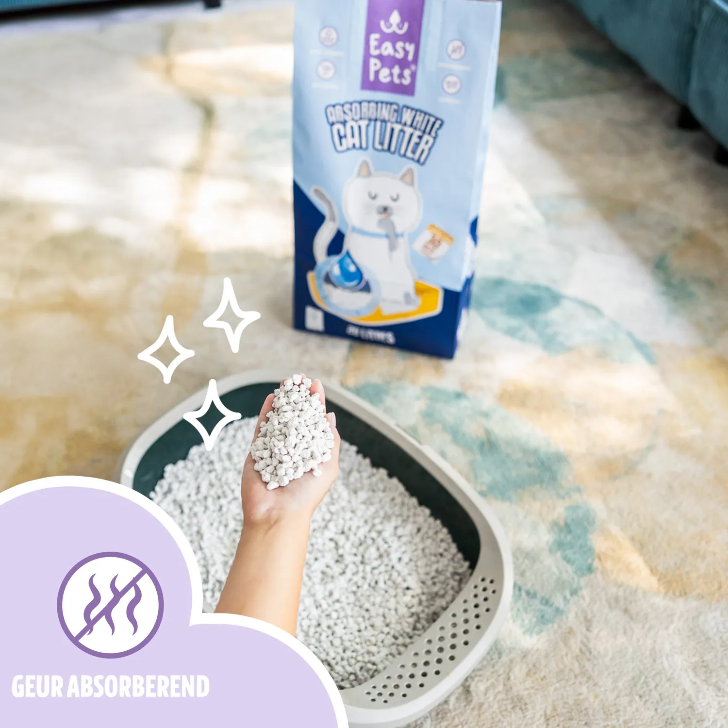 EASYPETS Absorberend Wit kattenbakvulling 20L calcium
