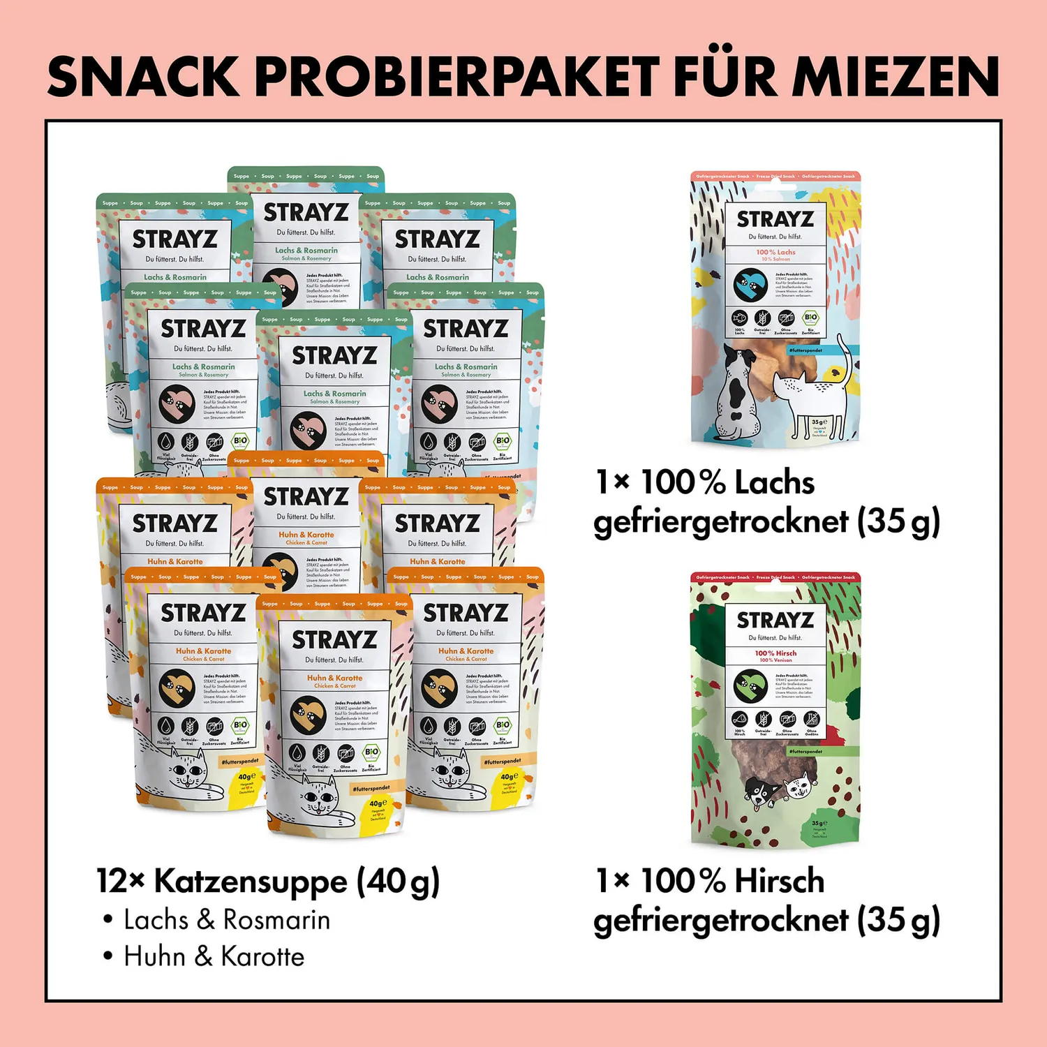 STRAYZ kattensnack proefpakket bio graanvrij