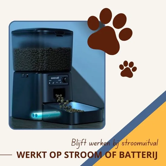 Oneisall PFD-001 voerautomaat 3,5L zwart portiecontrole