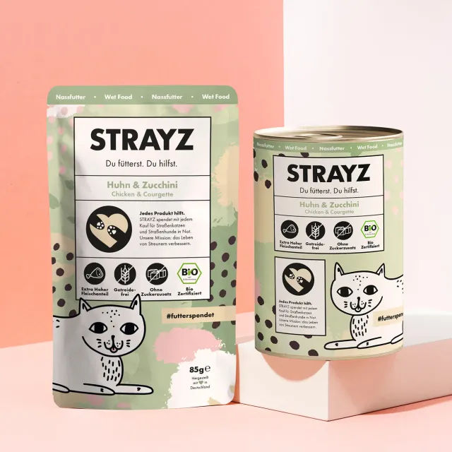 STRAYZ kip courgette nat kattenvoer 85g graanvrij