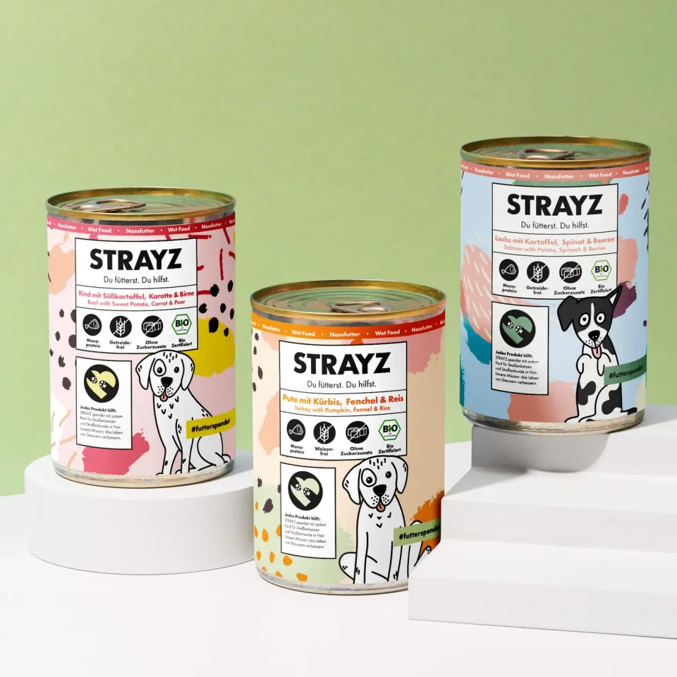 STRAYZ Proefpakket hondenvoer nat 3x400g bio