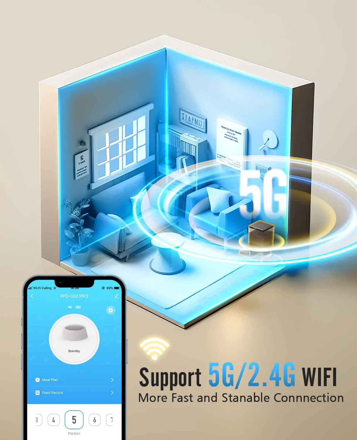 Oneisall voerdispenser 5L en waterfontein 7L wifi bundel