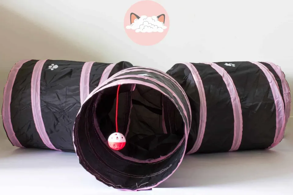 Poezenparadijs Kattentunnel Roze met Pootjes 80 cm opvouwbaar