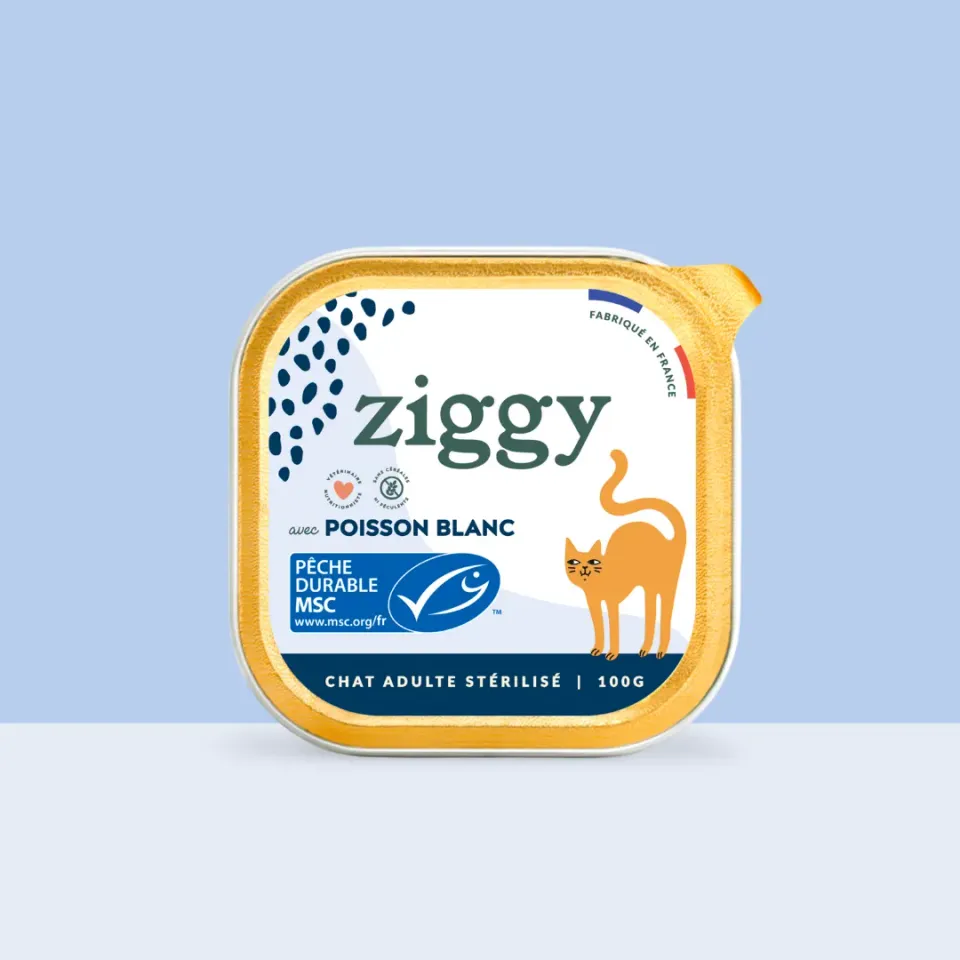 Ziggy Gesteriliseerde Kat Witvis natvoer 4 x 100 g graanvrij