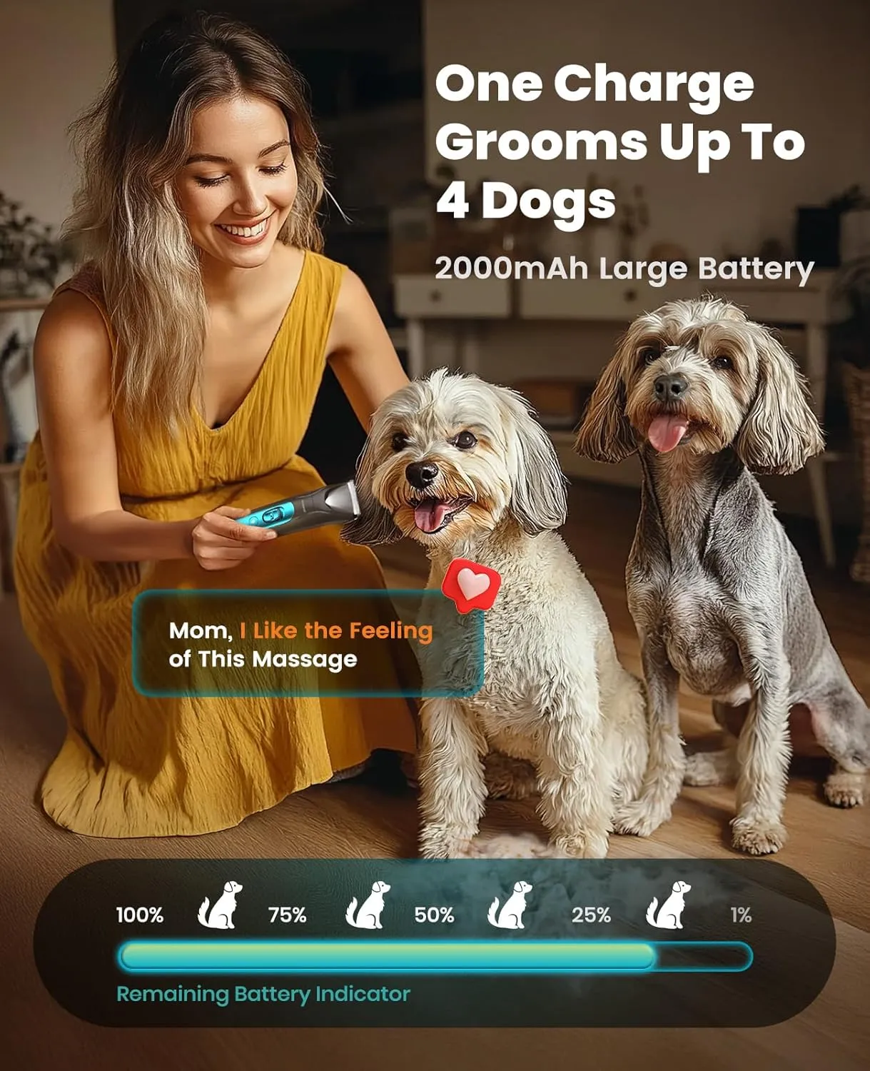 Oneisall 4-in-1 dierentrimmer LED stil oplaadbaar