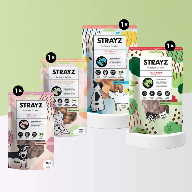 STRAYZ Proefpakket honden snacks 4 soorten graanvrij