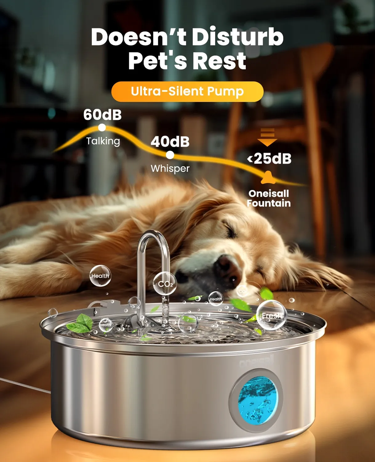 Oneisall drinkfontein hond kat 7L rvs venster