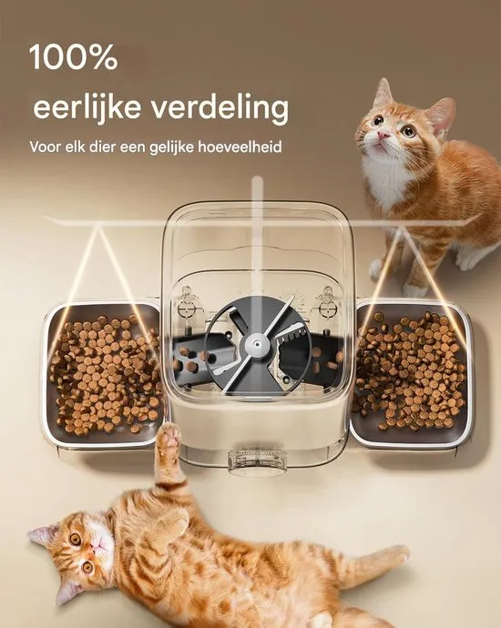 Oneisall PF09 automatische voerbak 5L met 2 rvs bakken