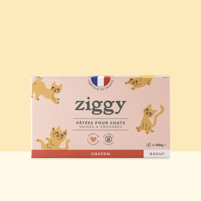 Ziggy natvoer kitten rund 4x100g zetmeelvrij