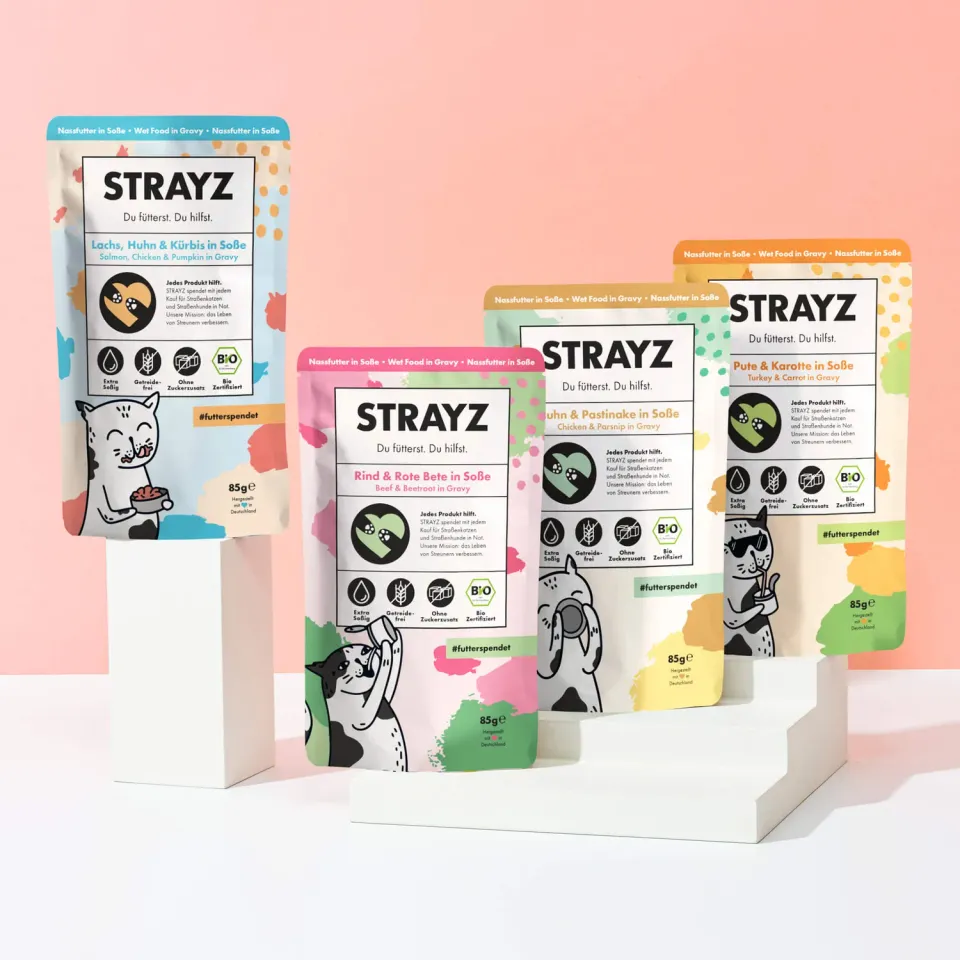 STRAYZ natvoer kat proefpakket 12x85g in saus graanvrij