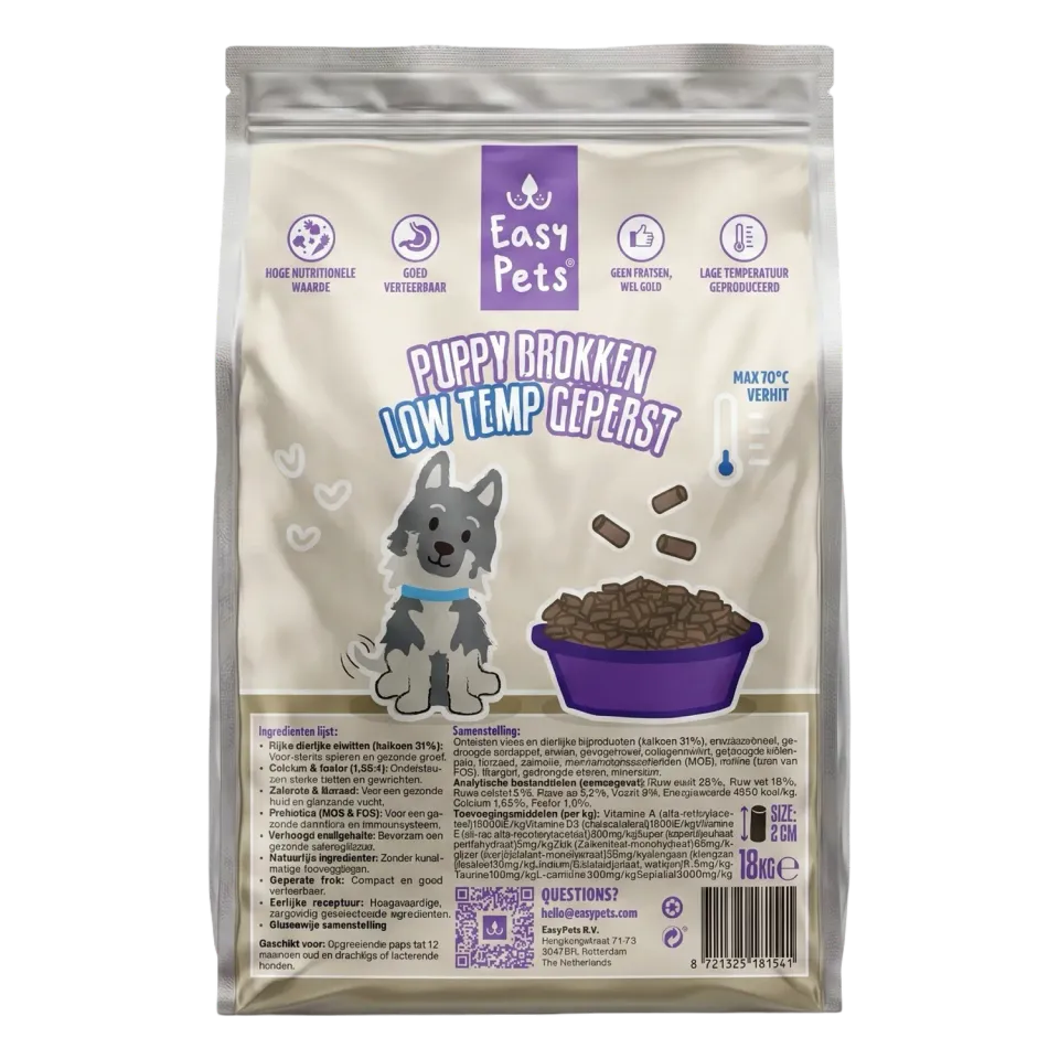 Easypets Low Temp Geperste Puppybrokken 2 kg kalkoen