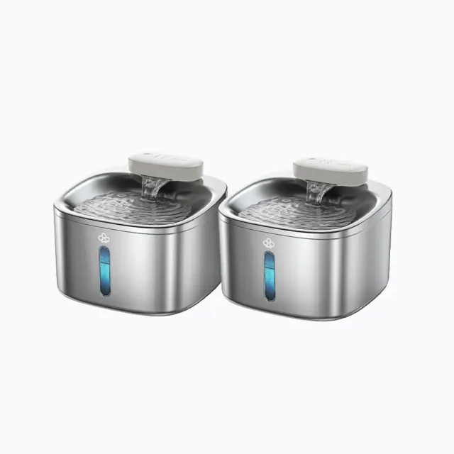 Oneisall 3,5L draadloze drinkfontein duo set RVS