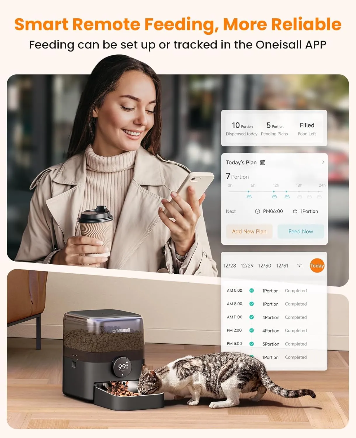Oneisall PF06 Voerautomaat 3L met App Wifi