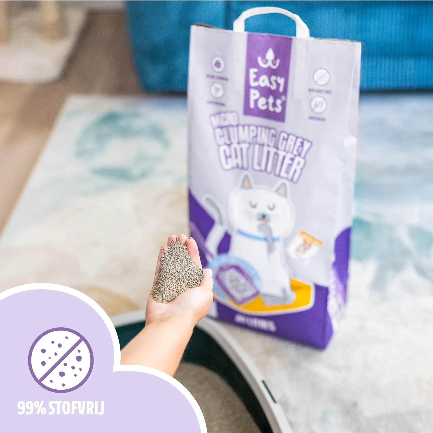 EASYPETS Micro Kattenbakvulling klontvormend grijs 20L