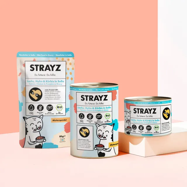 STRAYZ Lachs Huhn Kürbis in Soße natvoer kat 200g bio