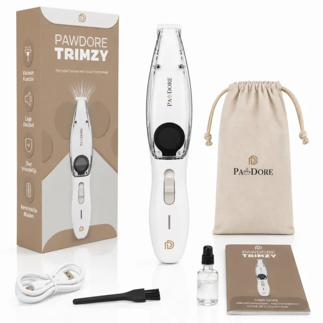 Pawdore Trimzy dierencentondeuse met vacuum 60 min draadloos