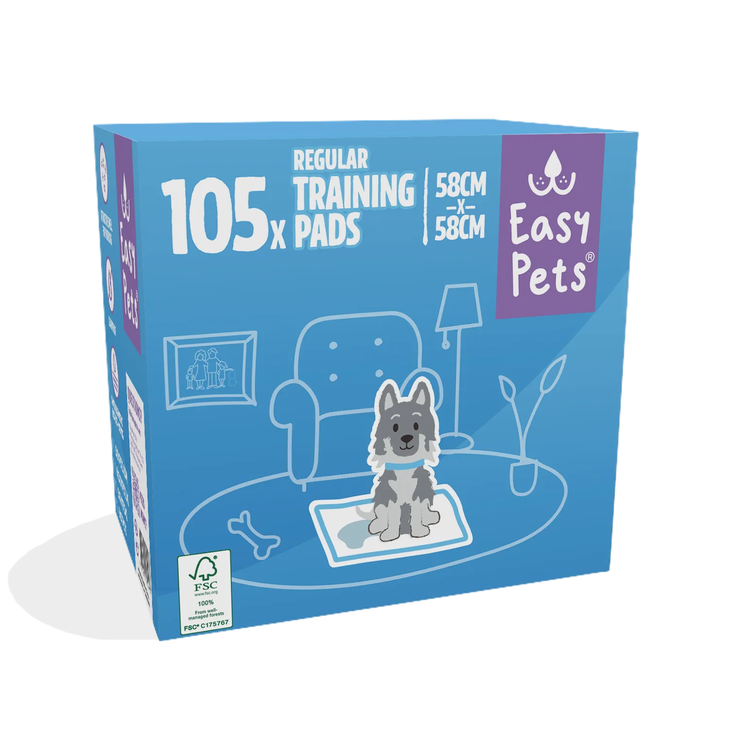 EASYPETS Puppy Training Pads zindelijkheidsmatjes 58x58 105 stuks