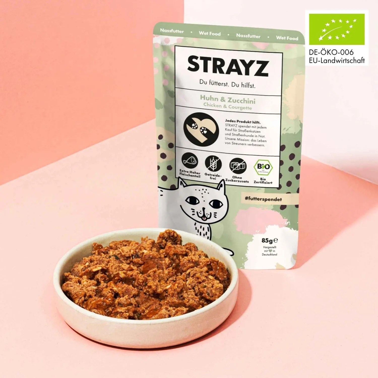STRAYZ kip courgette nat kattenvoer 85g graanvrij