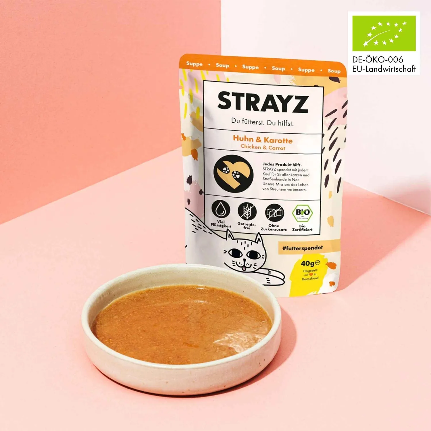 STRAYZ kattensoep kip wortel 14x40g graanvrij