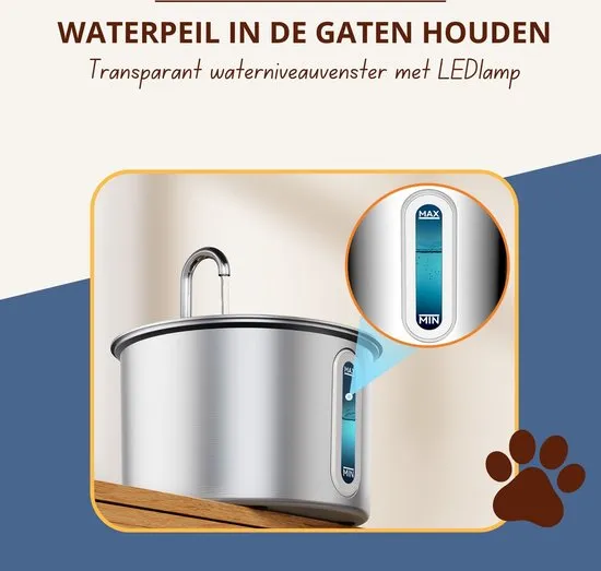Oneisall PWF-001 drinkfontein kat 2 liter rvs met 3 filters