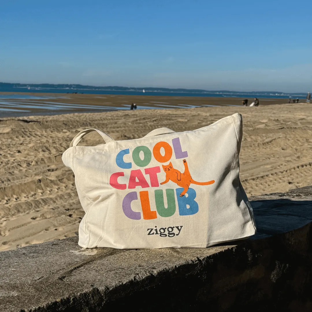 Ziggy Cool Cat Club tote bag katoen groot kattenprint
