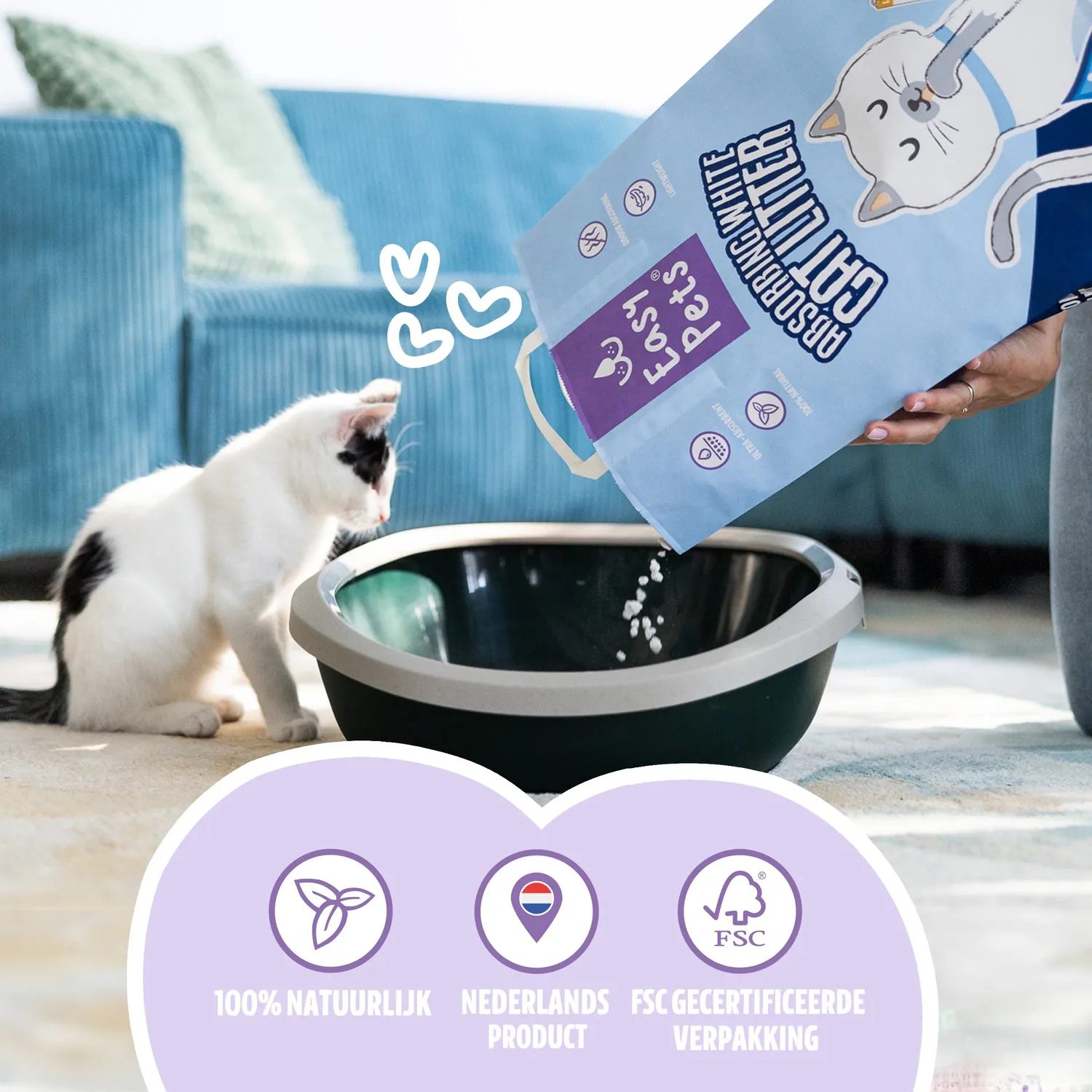 EASYPETS Absorberend Wit kattenbakvulling 20L calcium