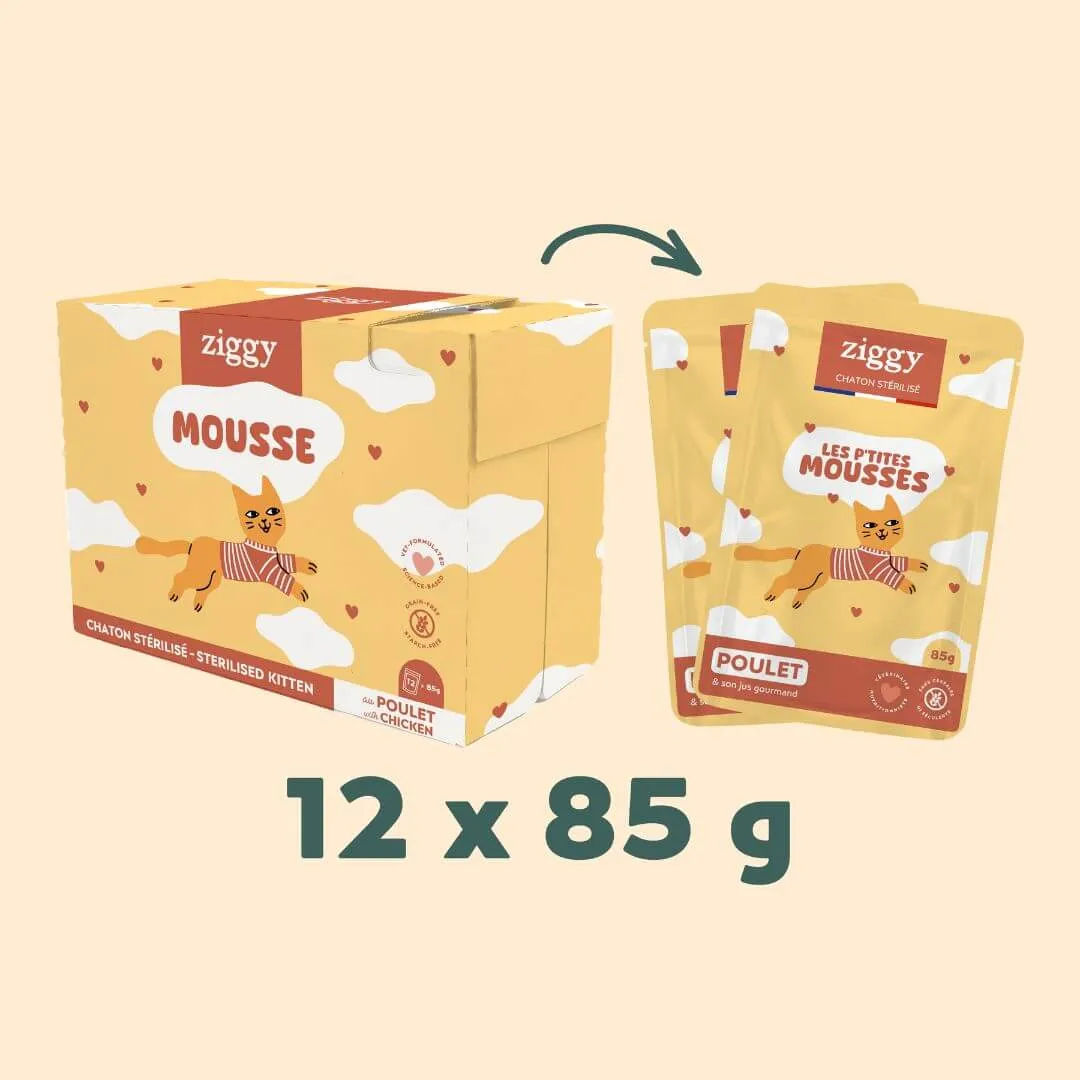 Ziggy Sterilised Kitten Mousse kattenvoer kip 12 x 85g graanvrij
