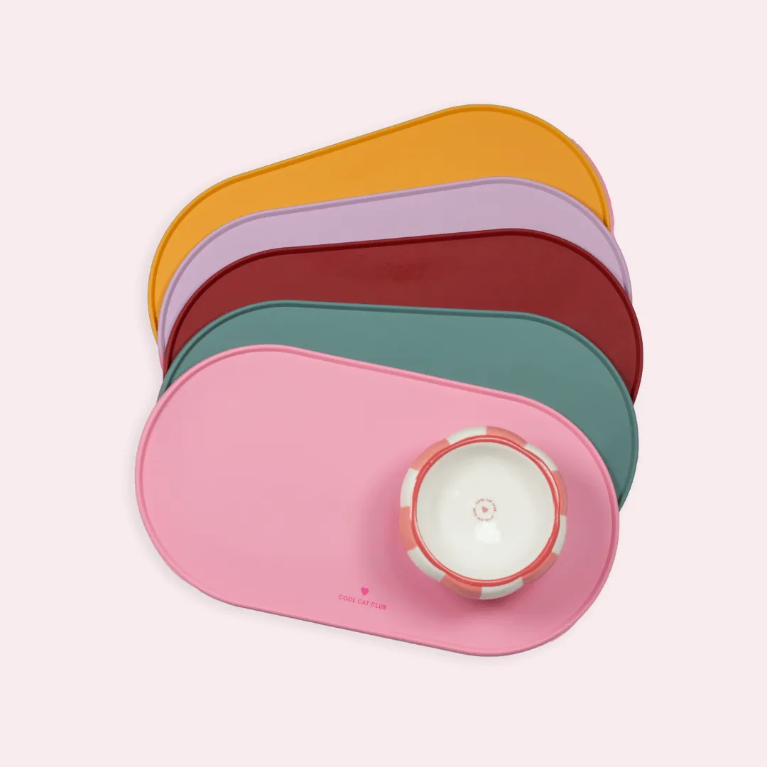 Ziggy Cool Cat Club voermat kat roze klein siliconen antislip