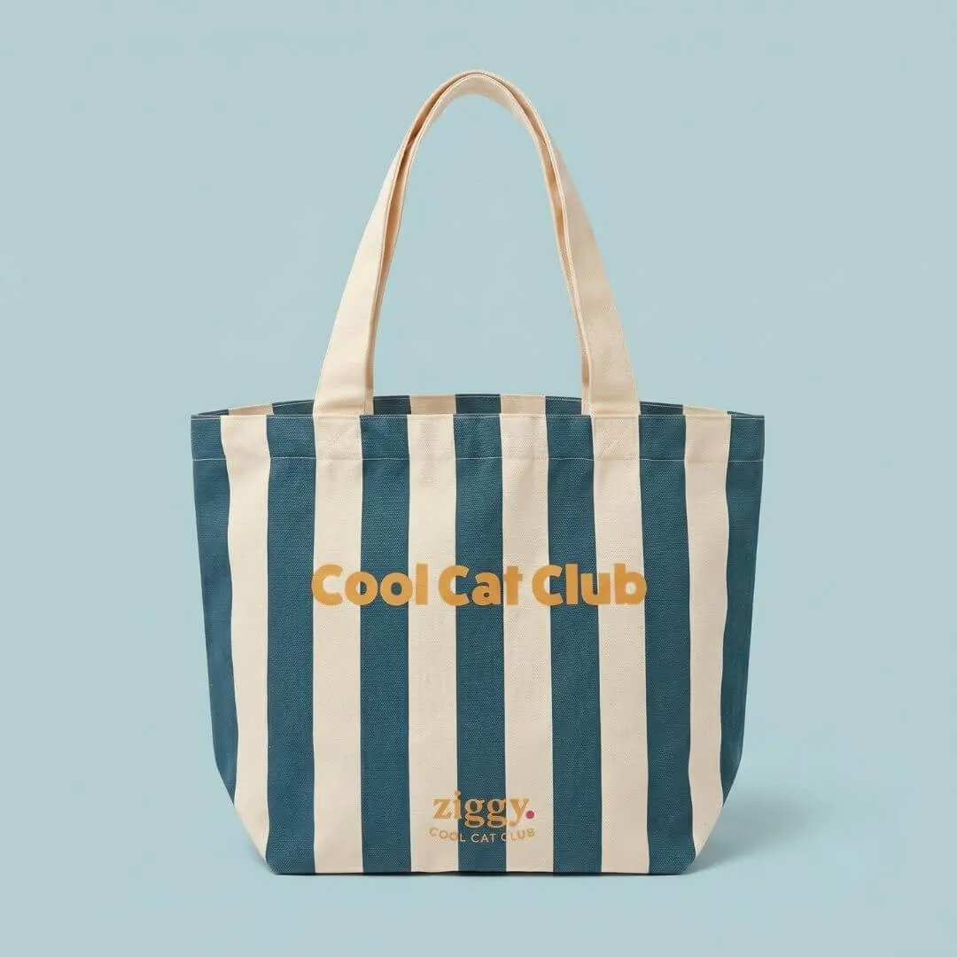 Ziggy gestreepte totebag oranje kattenfan