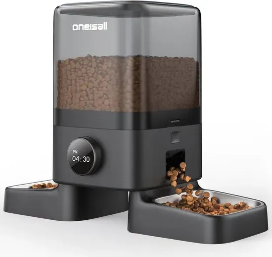 Oneisall PF09 automatische voerbak 5L met 2 rvs bakken