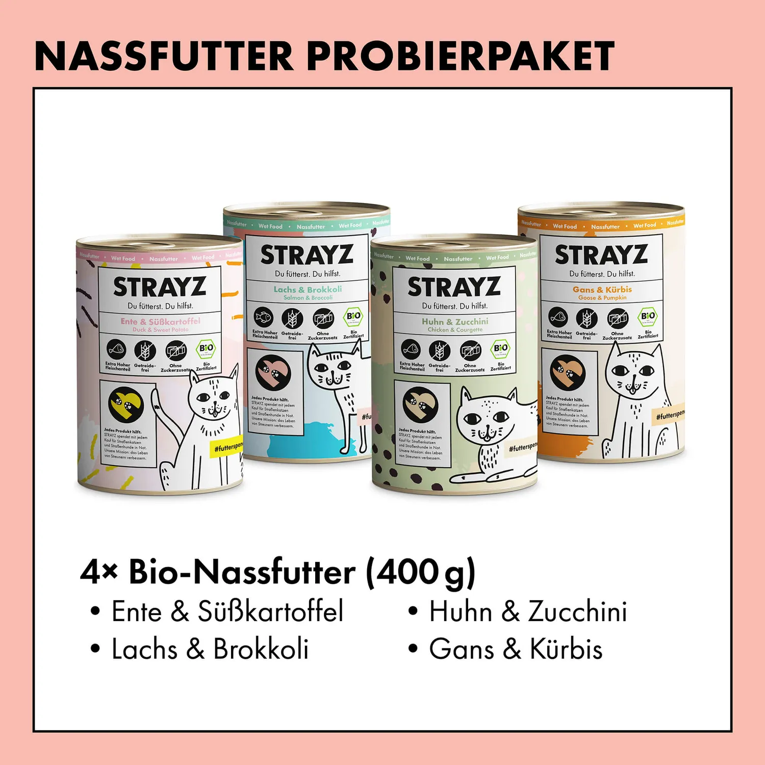 STRAYZ natvoer proefpakket kat 400g blik graanvrij