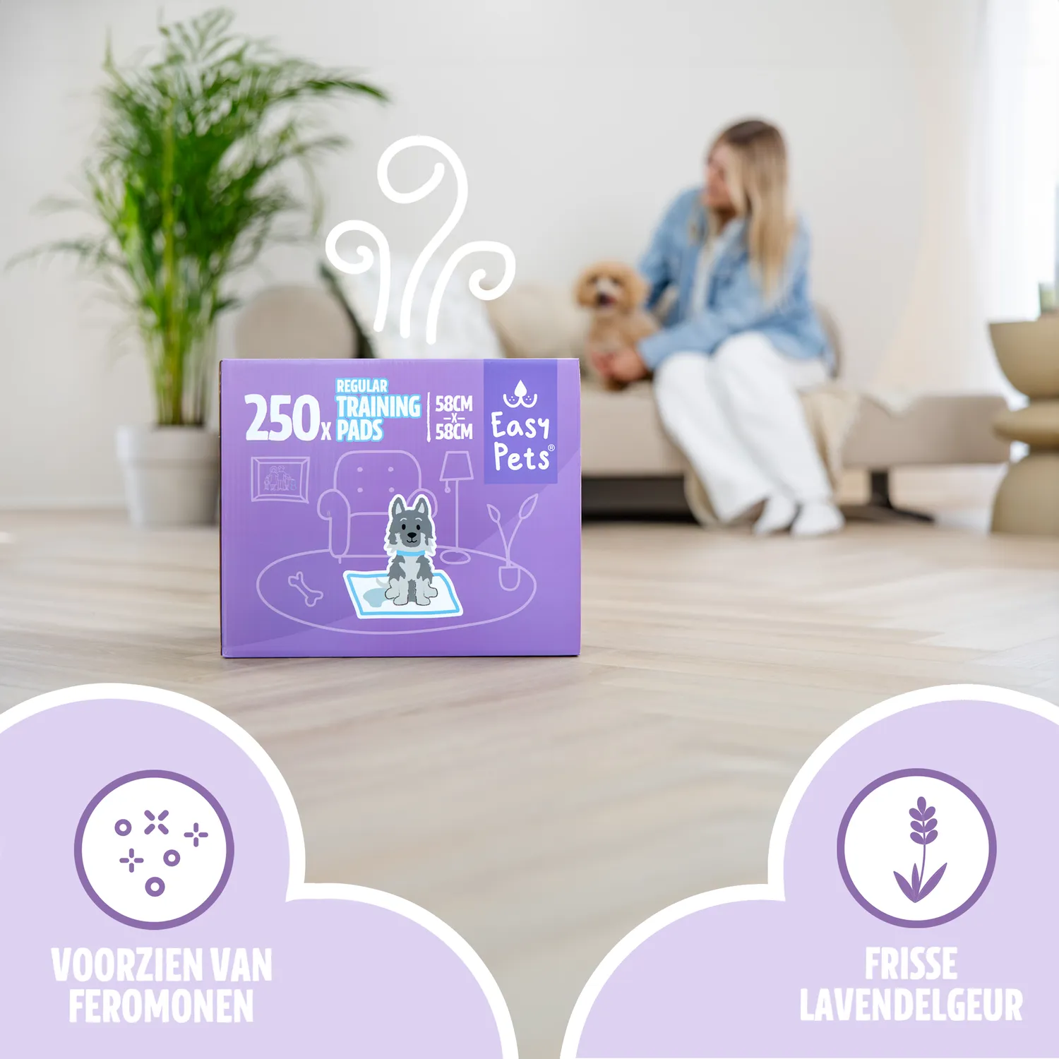 EASYPETS Puppy Training Pads zindelijkheidsmatjes lavendel 105 stuks