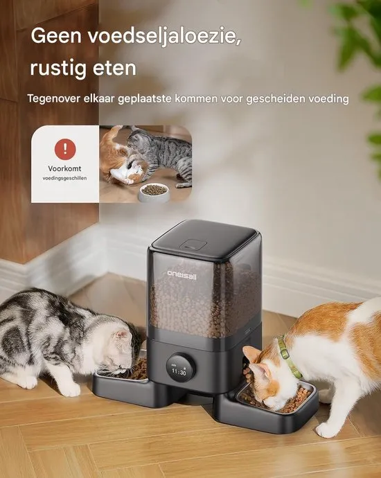 Oneisall PF09 automatische voerbak 5L met 2 rvs bakken