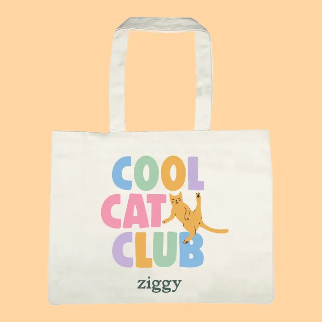 Ziggy Cool Cat Club tote bag katoen groot kattenprint