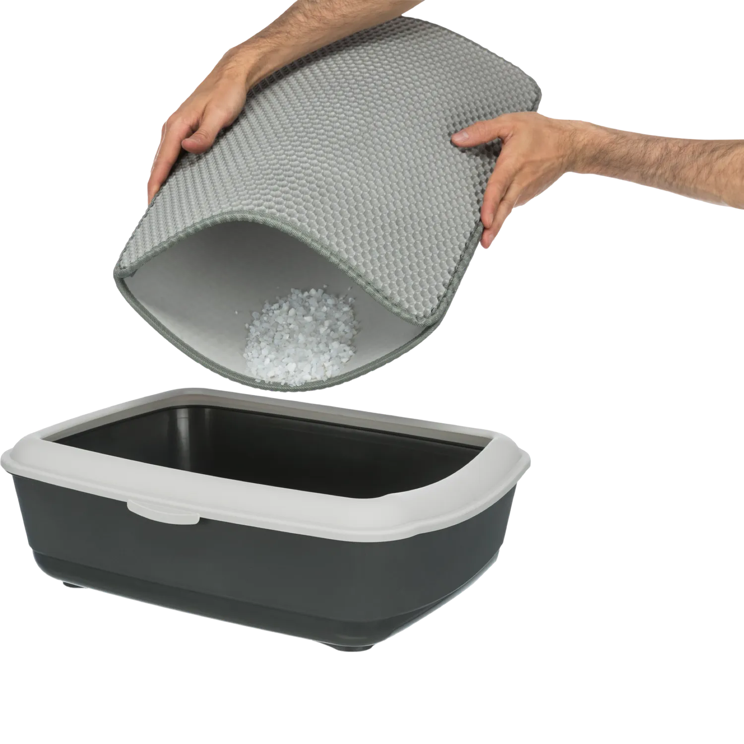 Easypets Uitloopmat kattenbakmat grijs 55x40 cm zacht