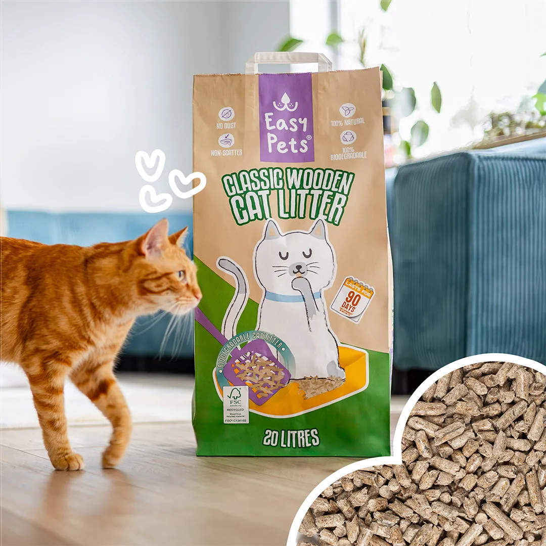Easypets Recycled Houtkorrels kattenbakvulling 40L hout
