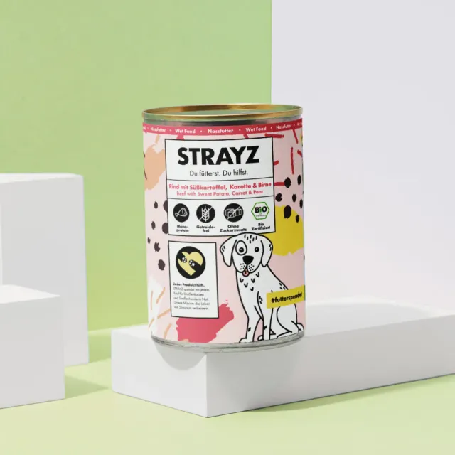 STRAYZ natvoer hond rund 400g zoete aardappel graanvrij