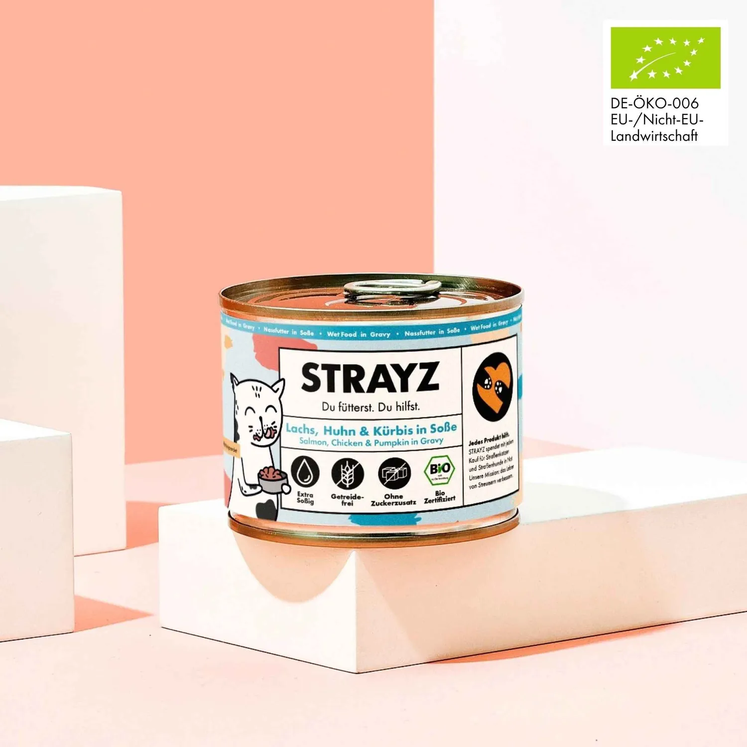 STRAYZ Lachs Huhn Kürbis in Soße natvoer kat 200g bio
