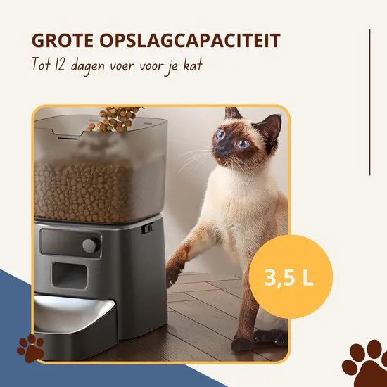 Oneisall PFD-001 voerautomaat 3,5L zwart portiecontrole