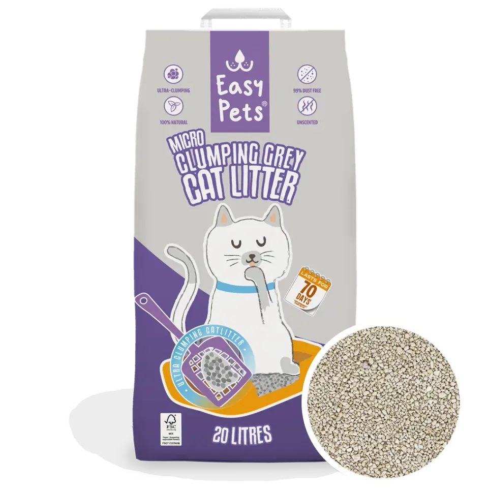 EASYPETS Micro Kattenbakvulling klontvormend grijs 20L