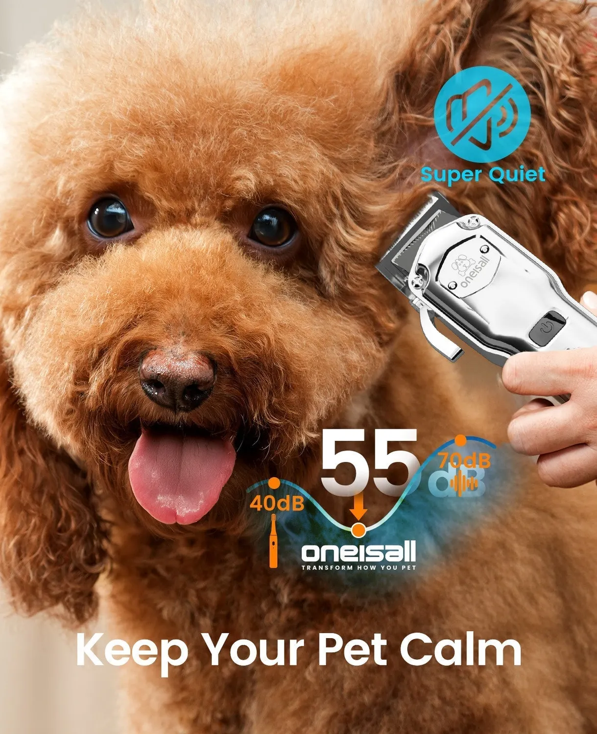 Oneisall 676 Pro Hondentondeuse Metalen Kammen Waterdicht