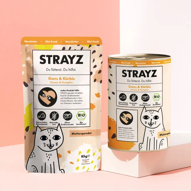 STRAYZ Gans & Pompoen kattenvoer 85g bio