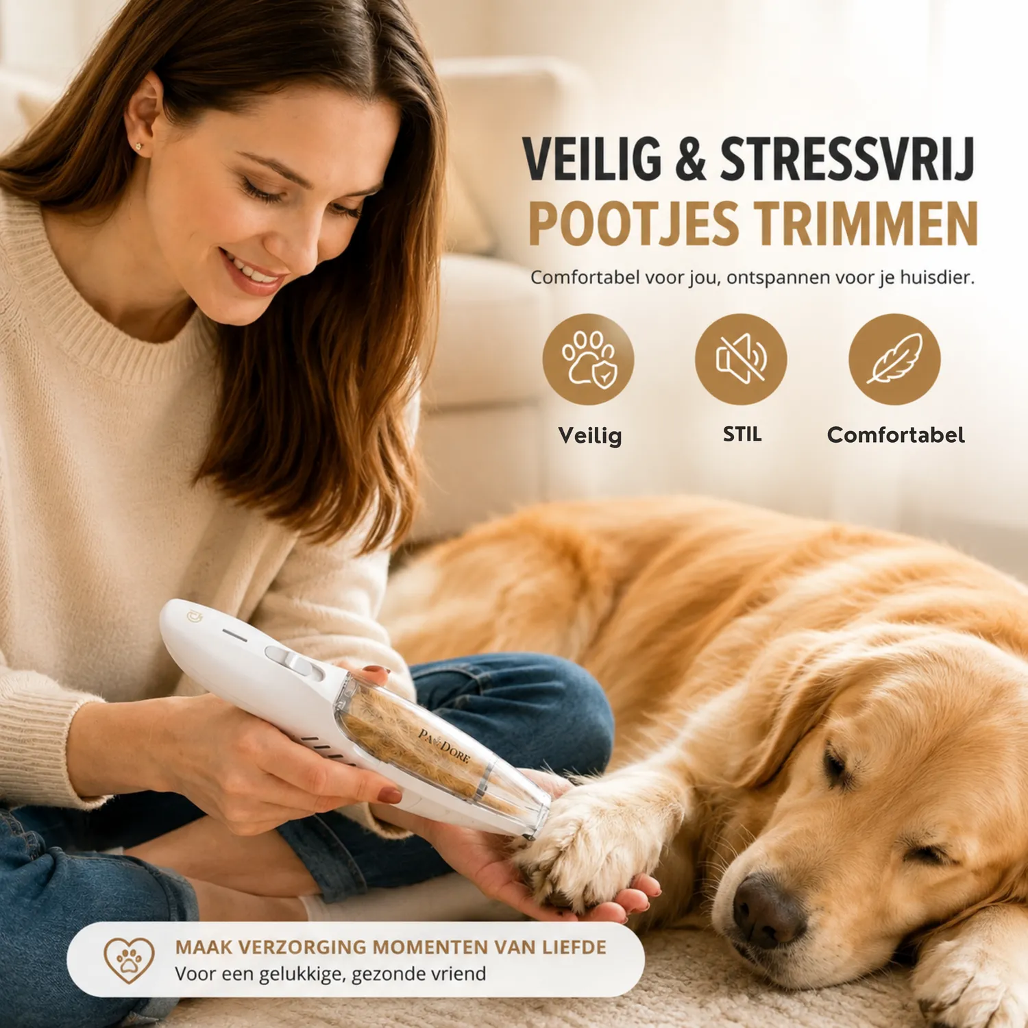 Pawdore Trimzy dierencentondeuse met vacuum 60 min draadloos